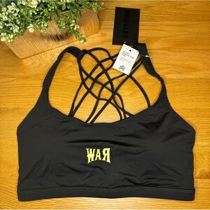 NWT RAWGEAR‎ SPORTS BRA BLACK ATHLEISURE ATHLETIC ACTIVEWEAR RUNNING TOP SPORTY